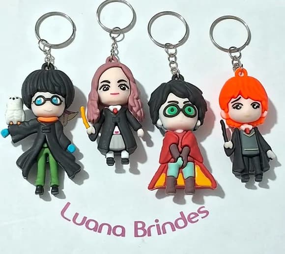Chaveiro Harry Potter 6,5cm Emborrachado 2 Unidades