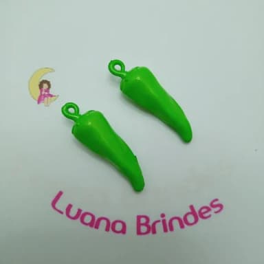 Pimenta Pingente Verde Claro de Acrilico 5cm 10 Unidades