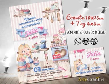 Convite Digital C/tag Confeitaria Princesa Alice