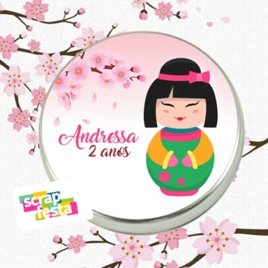 Latinhas Personalizadas Festa Boneca Kokeshi Gueixa