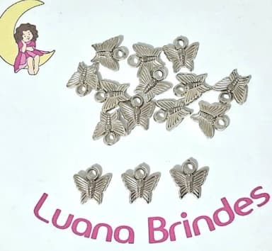 Pingente Borboleta Prata Abs 1,7cm Pacotes com 20 Unidades