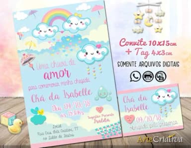 CONVITE DIGITAL C/TAG Chá de bebê Chuva de Amor