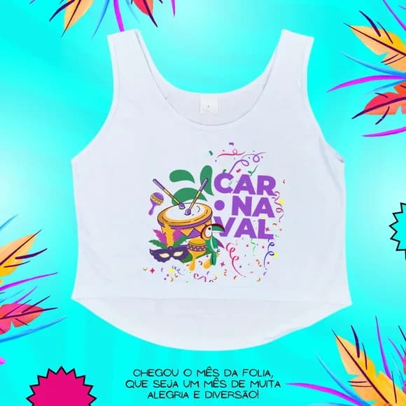 Cropped Carnaval Feminino Instrumentos e Tucano Folia