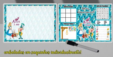 Lousa Magica infantil com atividades personalizada da Alice no País das Maravilhas