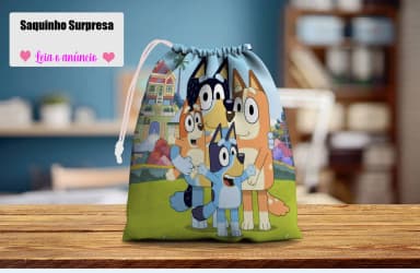 Saquinho Supresa para lembrancinhas Bluey e Bingo