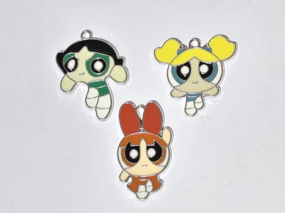 Pingente Meninas Super Poderosas Metal Pacote com 6 Unidades
