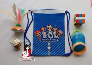 Mochila Brinquedos Retrô Tema Lol Boy Azul