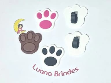 Pins para Cadarço Patinha Urso Emborrachado Pacote com 6 Uni