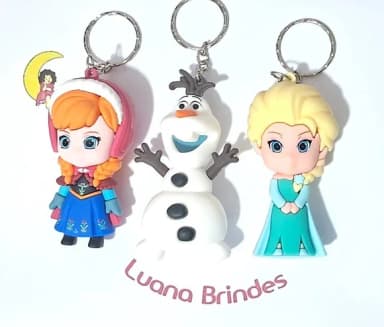 Chaveiro Frozen 3d Emborrachado 6,5cm Pacote com 3 Unidades