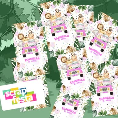 Adesivo Personalizado Retangular 4x7 Tubete Safari Aquarela