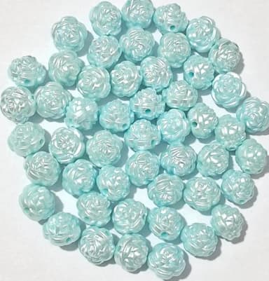 Pérola Flor Azul 12mm - Pct com 50 Unidades