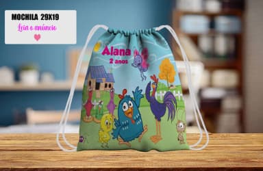 Mochilinha personalizada para lembrancinhas da Galinha Pintadinha