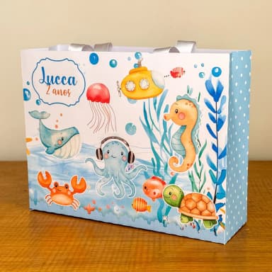 PEGUE E MONTE - Sacolinhas Personalizadas FUNDO DO MAR MENINO - Decoração de Festa | Lembrancinhas | Aniversário | Personalizados