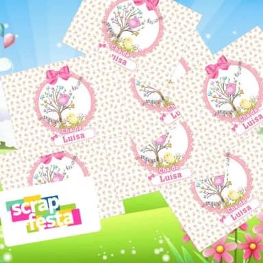 Adesivo Retangular Personalizados Festa Jardim Encantado