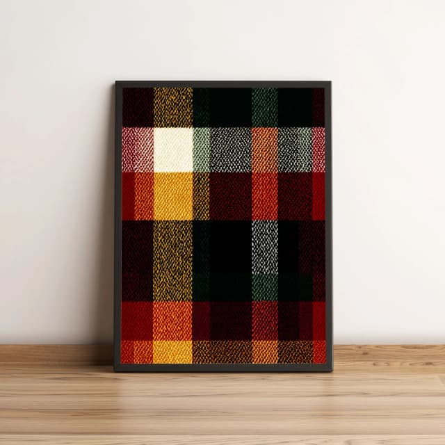 Quadro Decorativo Xadrez Colorido Vermelho e Amarelo 2069