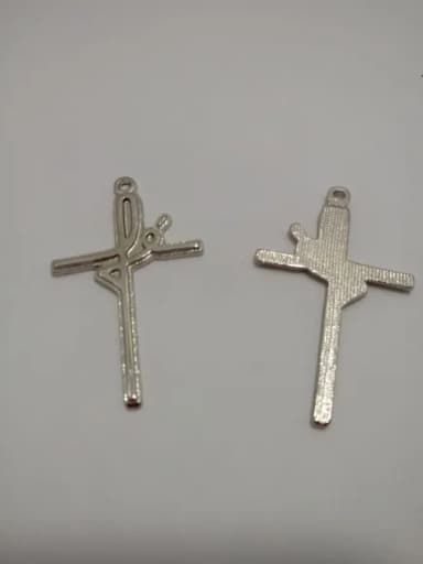 Pingente de Cruz Fe Niquelado 5,5cm - 4 Unidades