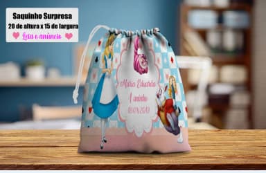 Saquinho Supresa para lembrancinhas da Alice no Pais das Maravilhas