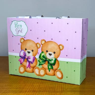 PEGUE E MONTE - Sacolinhas Personalizadas CHA REVELAÇÃO VERDE E LILAS - Decoração de Festa | Lembrancinhas | Aniversário | Personalizados