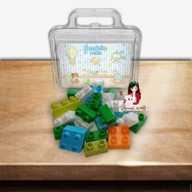 Maleta com Blocos de Montar Brinquedos Vintage