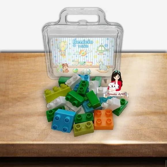 Maleta com Blocos de Montar Brinquedos Vintage