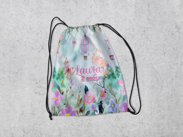 Mochilinha Personalizadada Jardim Encantado das Borboletas