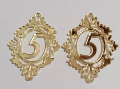 Aplique Moldura 5 Ano de Acrílico Espelhado Dourado - 5 Peça