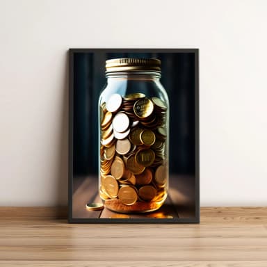 Quadro Cofre Pote de Moedas Decorativo 2709