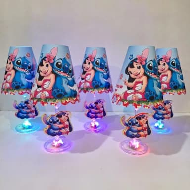 Centro de Mesa Abajur com Led - Lilo e Stitch