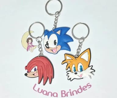 Chaveiro Turma do Sonic Emborrachado Pacotes com 6 Unidades