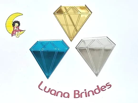 Aplique Diamante Acrílico Espelhado Pacote com 10 Unidades