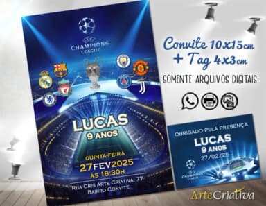 Convite Digital C/tag Ingresso Futebol Champions Uefa Times