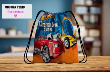 Mochilinha personalizada para lembrancinha Hot Wheels