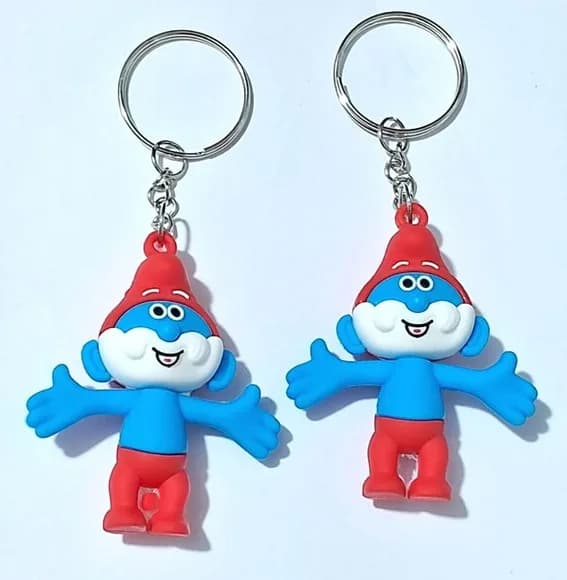 Chaveiro Papai Smurf Emborrachado Pacote com 2 Unidades