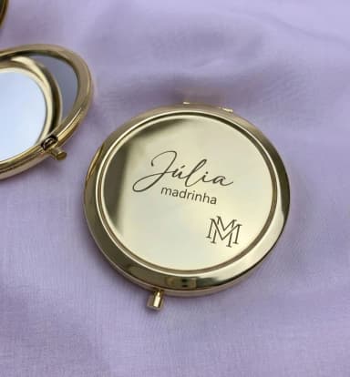 Espelho de Bolsa Personalizado com Gravação a Laser – Dourado