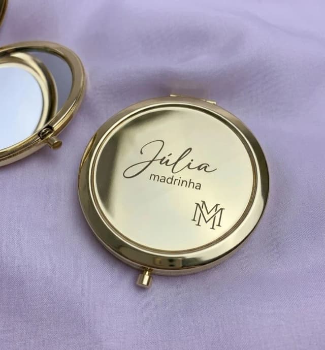Espelho de Bolsa Personalizado com Gravação a Laser – Dourado