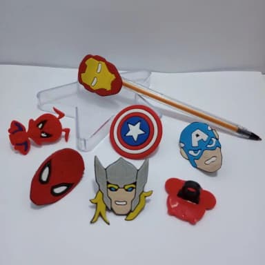 Ponteira para Lapis Super Heroi Borracha Pct 06 Variados