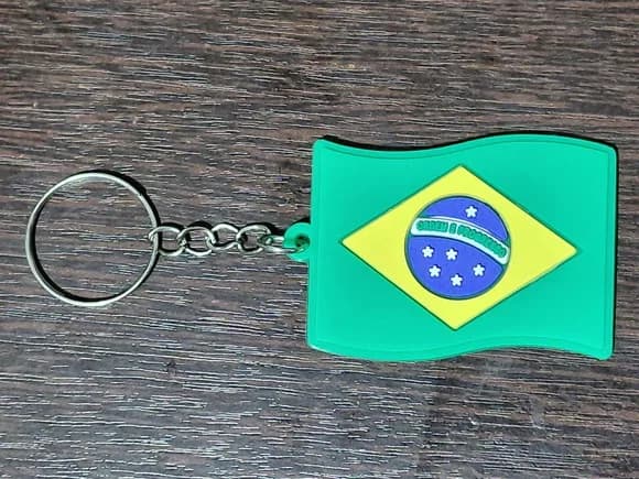 Chaveiro Bandeira do Brasil Emborrachado Pacote C/6 Unidades