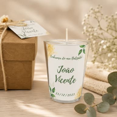 10 unidades Vela Aromática no Copo Lembrancinha Personalizada Batizado,Casamento, Aniversario e etc. Fazemos Qualquer Tema