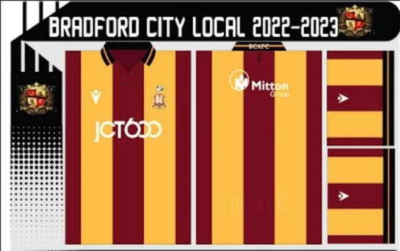 Vetor Da Camisa Do Bradford City Local 2022-2023