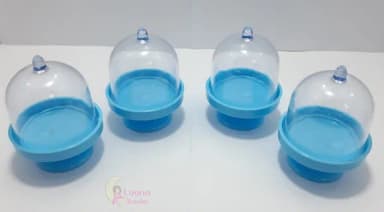 Mini Cúpula Transparente e Azul de Acrílico - pct c/5 unid