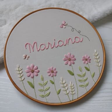 Porta Maternidade Bordado à mão - Floral Rosa 002
