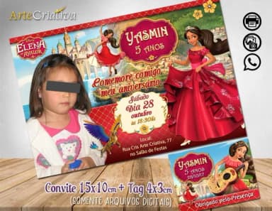 CONVITE DIGITAL C/TAG Princesa Elena Disney