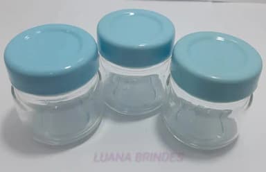 Potinho de Vidro 40ml c/tampa Azul plástica-pct c/10 uni