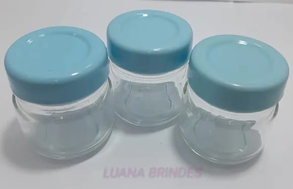 Potinho de Vidro 40ml c/tampa Azul plástica-pct c/10 uni