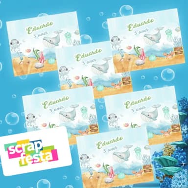 Adesivo Personalizado Retangular 3,2x2,5 Fundo do Mar
