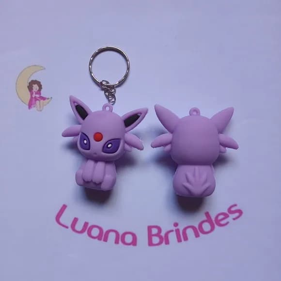 Chaveiro Pókemon Gengar de Borracha 5cm Pct 2 Unidades