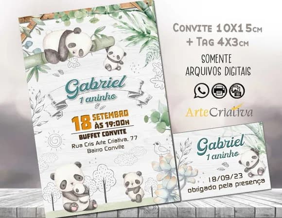 Convite Digital C/tag Panda 4