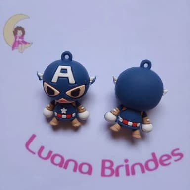 Pingente Capitão America Emborrachado 5cm Pct 2 Unidades