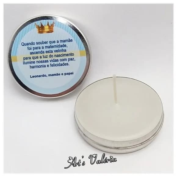Vela Perfumada na Latinha Chá de Bebê ou Nascimento