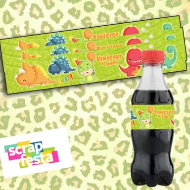 Adesivo Personalizado Rótulo Mini Coca 19,5 x 3,5 Dinossauro